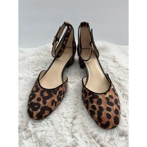 Cabi Kiki Leopard Print Ankle Strap Block Heels Shoes Size 8M Black Brown New